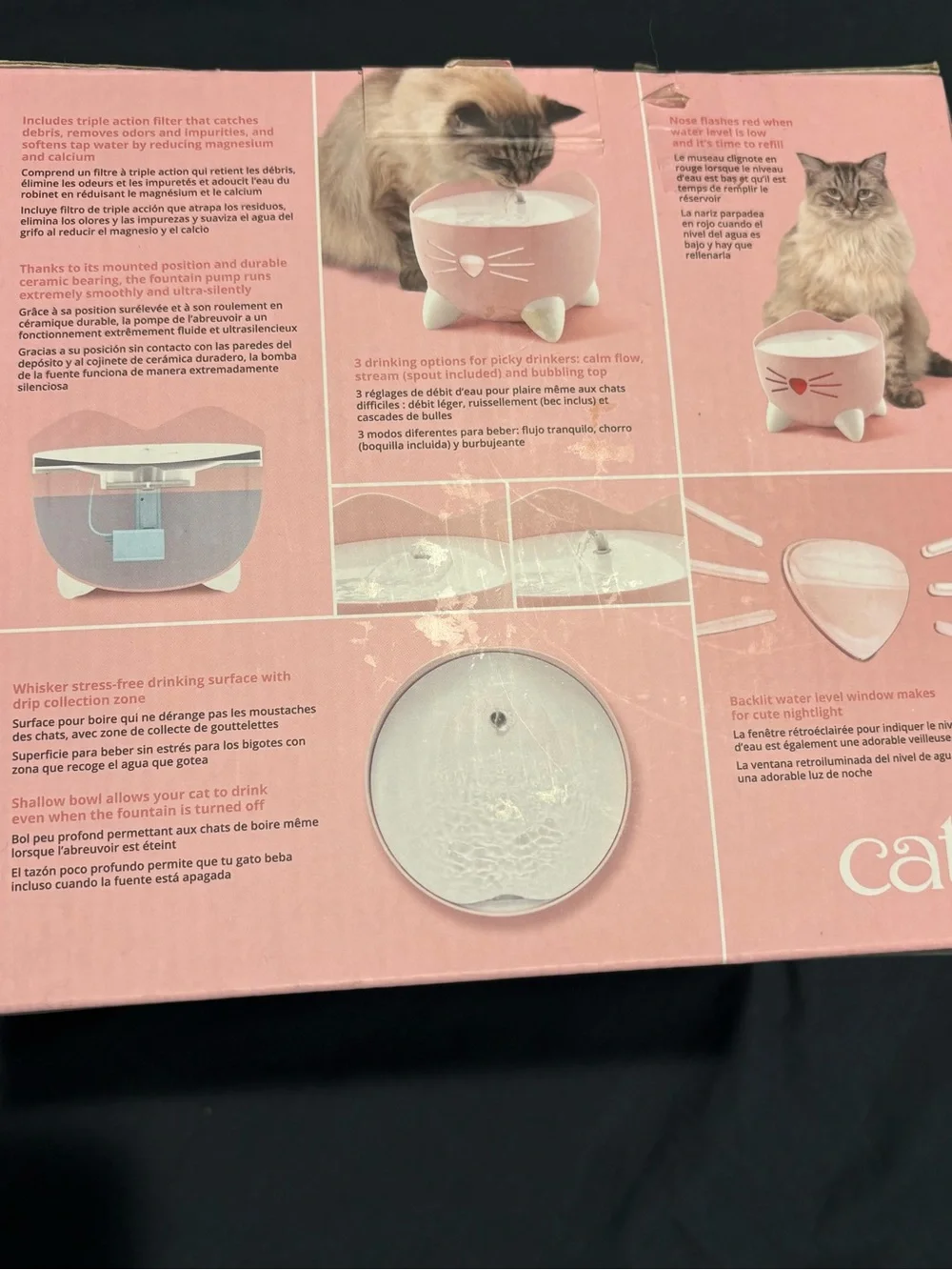 Pixi Pink Catit Cat-Shaped Drinking Fountain - Pink & White